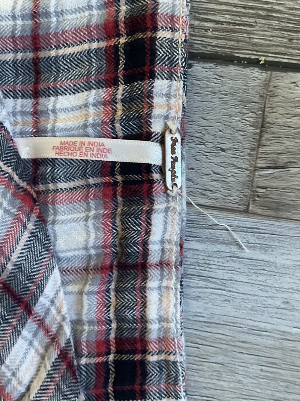 Free People Burgundy and Cream Plaid Wrap Maxi Skirt - Picture 2 of 2